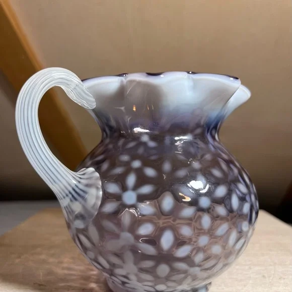 Sold! Fenton Purple Opalescent Snowflake Pitcher - Picture 5 of 8